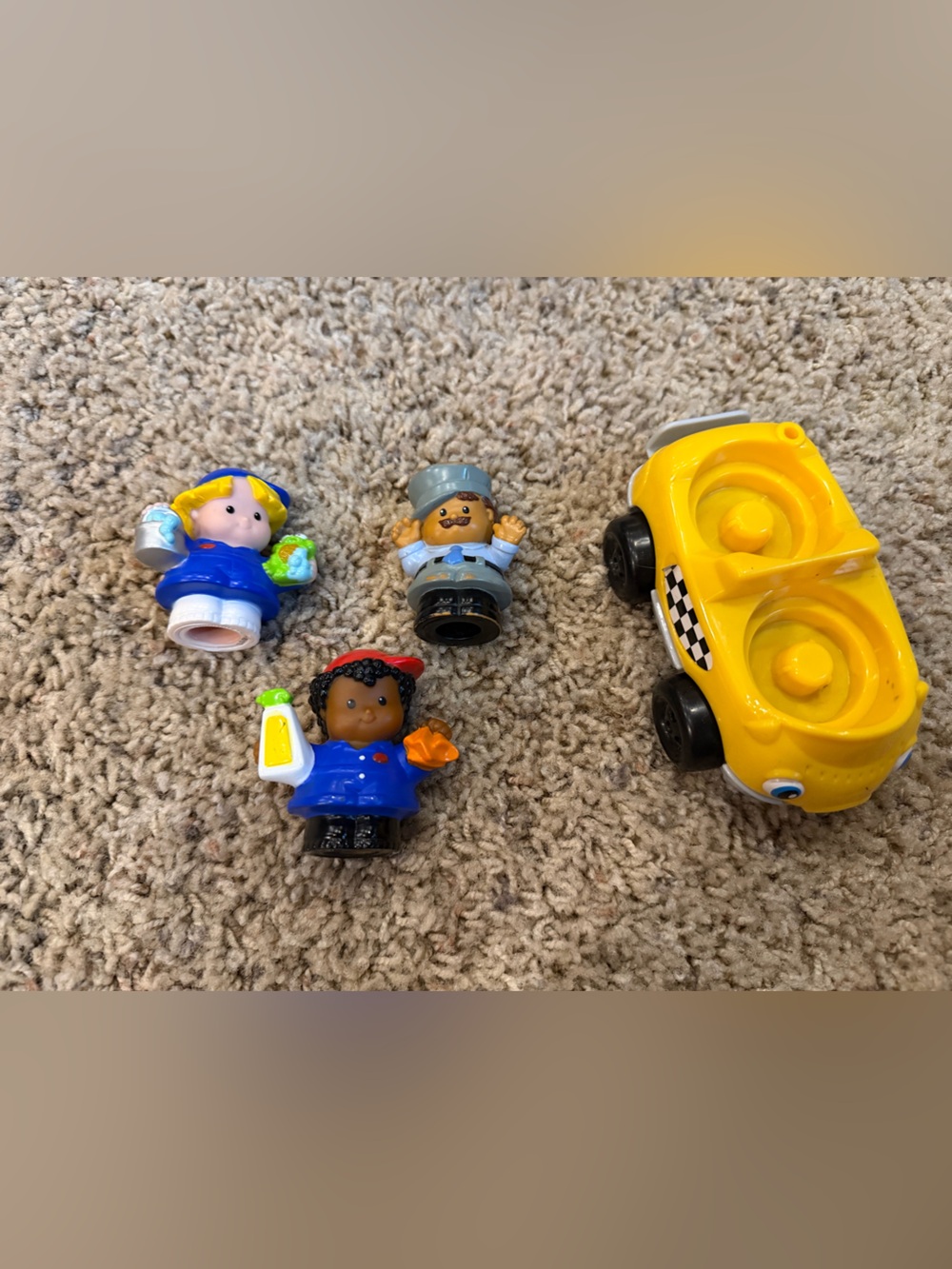 Fisher-Price Yellow Taxi with Three Little People Figures